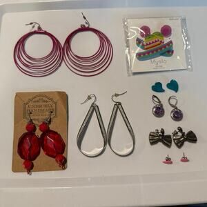 Lot of 8 Fun Costume Earrings Mixed Styles All Wearable